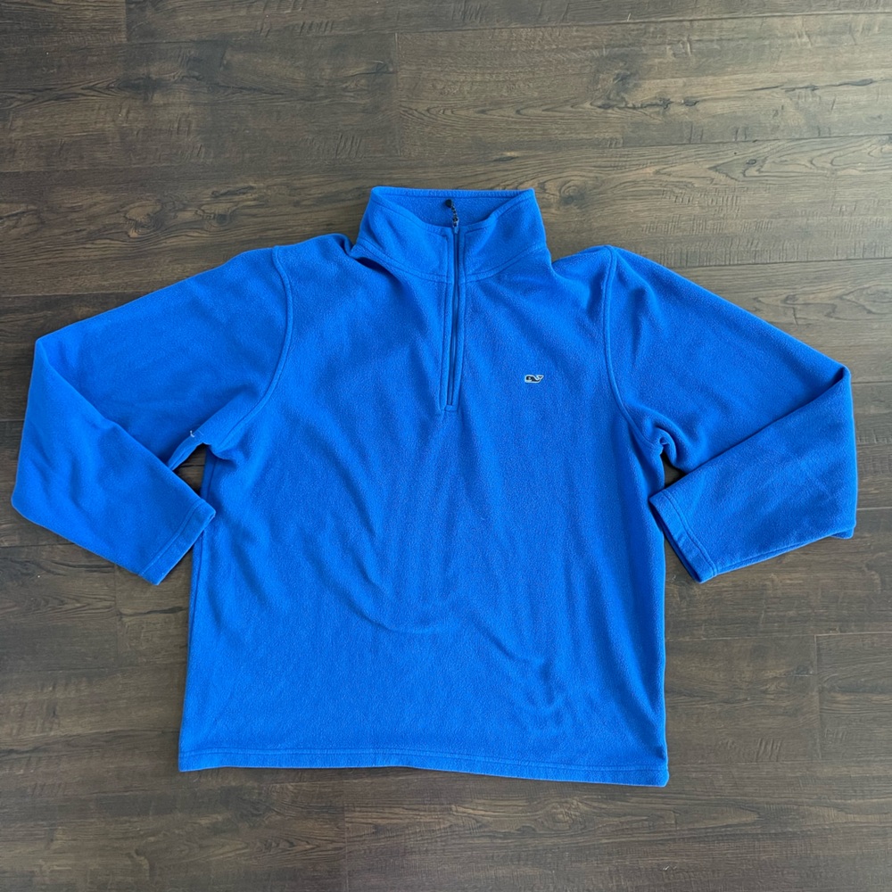 VINEYARD VINES Royal Blue Quarter Zip Fleece Pullover Longsleeve Preppy Medium